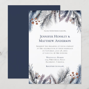 Invitation Marine, Blue Grey, Rusty Brown Winter Botanique