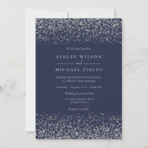 Invitation Marine Blue Indigo Parties scintillant en argent M