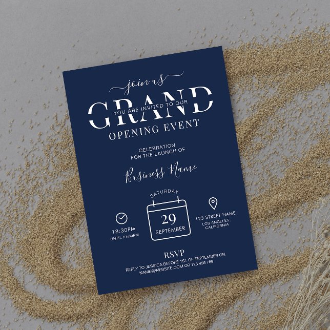 Invitation Marine Blue Minimal Logo Entreprise Grand Ouvertur (Créateur téléchargé)