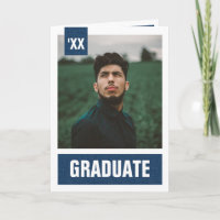 Marine Blue Modern Textured Photo Graduation