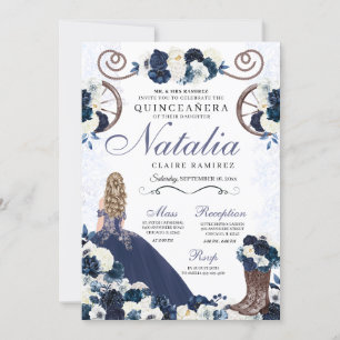 Invitation Marine Blue Ranchero Princesse Robe Quinceanera