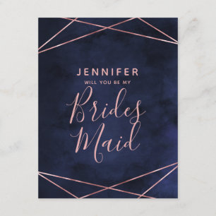 Invitation Marine Blue & Rose Gold Serez-Vous Ma Femme D'Accu