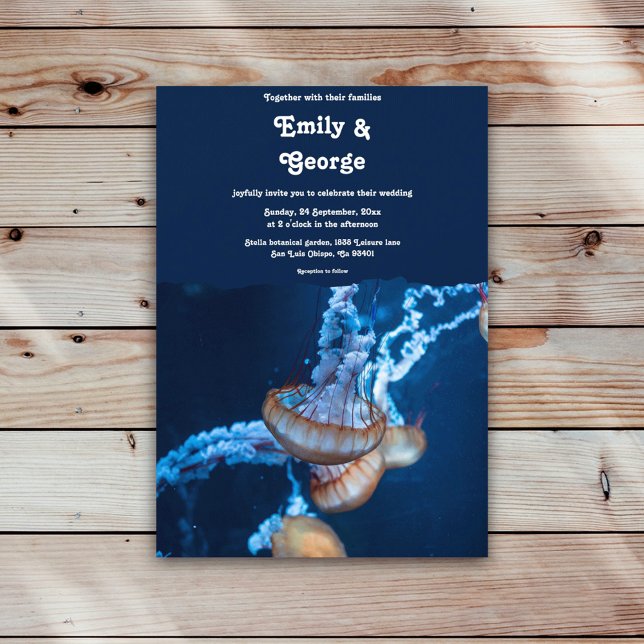 Invitation Marine Blue Sous-Marine Jellyfish Mariage nautique (Créateur téléchargé)