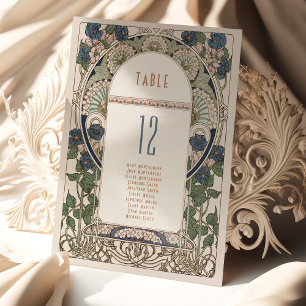 Invitation Marine Blue Table Numéro Vintage Art Nouveau Maria