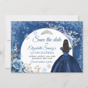Invitation Marine Blue Winter Snowflake Quince Enregistrer la
