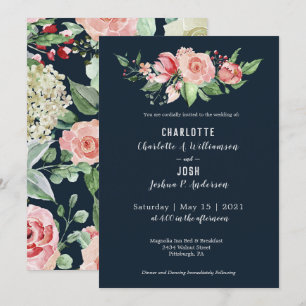 Invitation Marine Blush Roses Ferme Boho Mariage