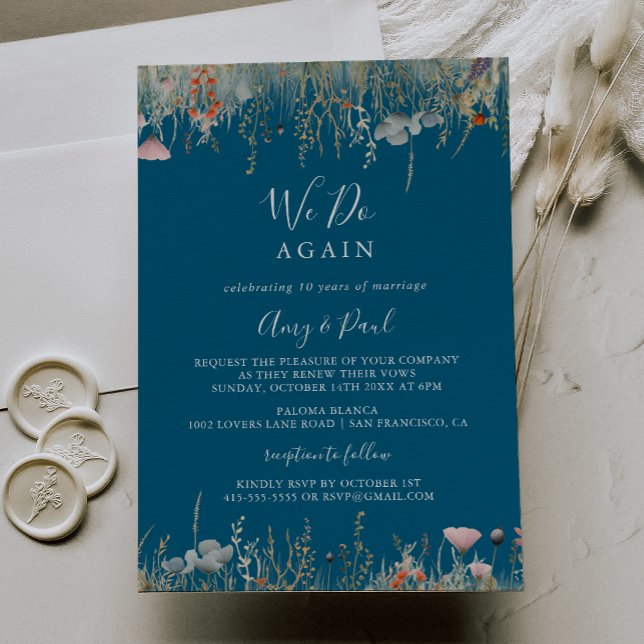Invitation Marine Boho Fleur sauvage Nous Réagissons Vow Reno (Créateur téléchargé)