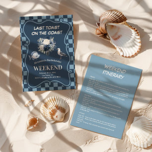 Invitation Marine Côtier Floral et À damiers mer Bachelorette