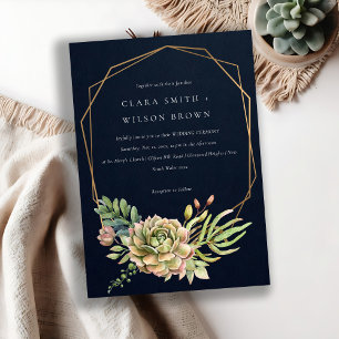 INVITATION MARINE DÉSERT SUCCULENT CACTI FOLIAGE FRAME MARIAG