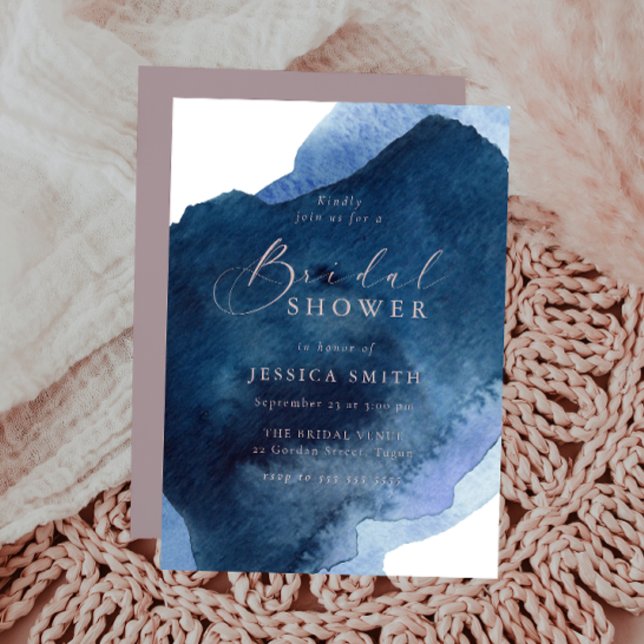 Invitation Marine Dusty Blue Ocean & Blush Fête des mariées (Créateur téléchargé)