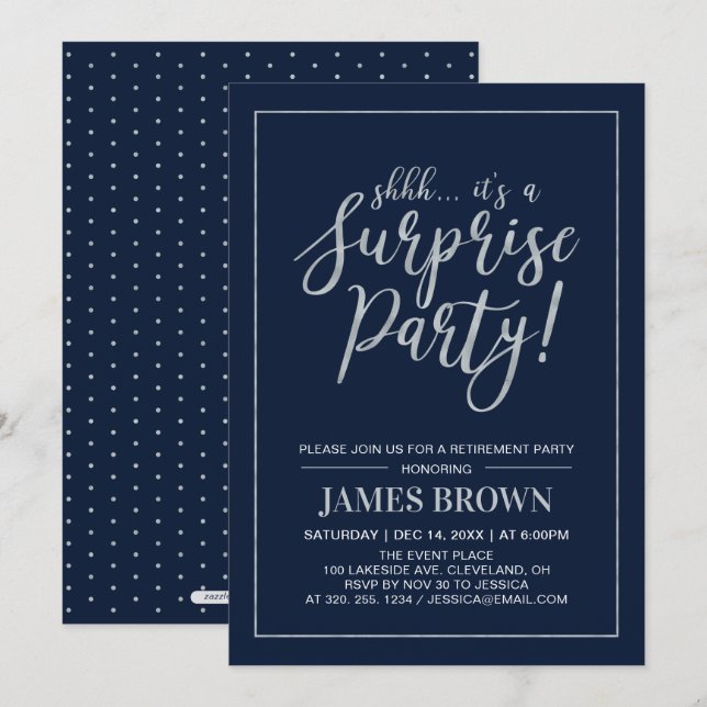 Invitation Marine et Argent | Parti de retraite surprise mode (Devant / Derrière)