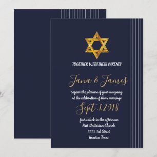 Invitation Marine et étoile d'or de David