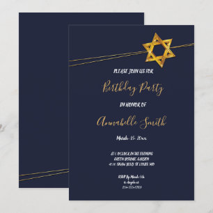 Invitation Marine et Golden Star de David Anniversaire