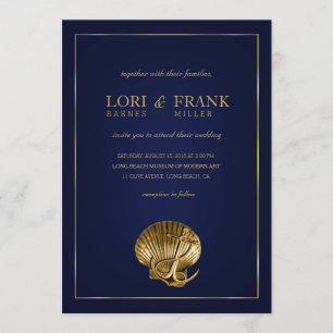 Invitation Marine et or nautiques ancrés du mariage de