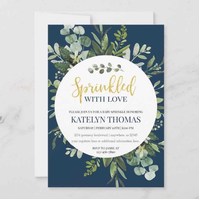 Invitation Marine et verdure Wreath Baby Sprinkle (Devant)