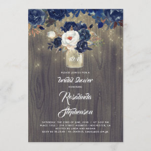 Invitation Marine Floral Mason Jar Fête des mariées rustique