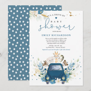 Invitation Marine Floral Safari Animaux Conduire Par Baby sho