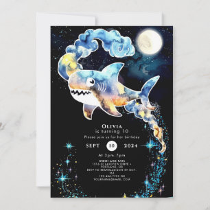Invitation Marine Fun Blue Shark Anniversaire