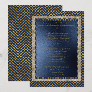Invitation Marine Gold Chevron élégante papeterie de mariage