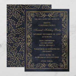 Invitation Marine Gold Elegant Corporate Holiday Party