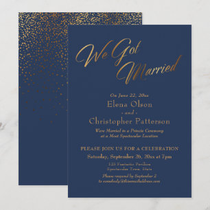 Invitation Marine & Gold Nous Avons Marié Confetti Réception