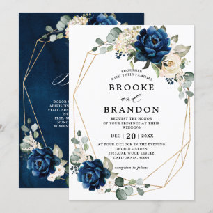 Invitation Marine Gold White Champagne Ivory Mariage géométri