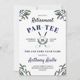 Invitation Marine Green Golf Parti de retraite à thème
