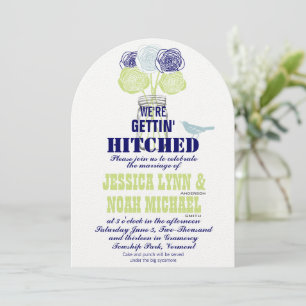 Invitation Marine, Lime Rustique Bleu Rose romantique Mason J