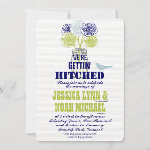Invitation Marine, Lime Rustique Bleu Rose romantique Mason J