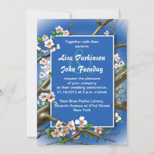 Invitation marine - mariage de fleurs blanches