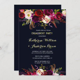 Invitation Marine Marsala Boho Fall Engagement Party