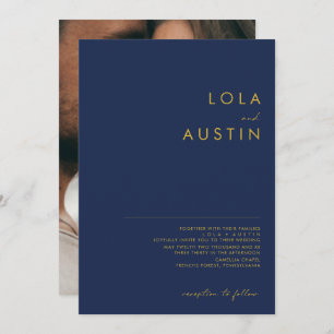 Invitation Marine minimaliste moderne bleu   Mariage photo Go