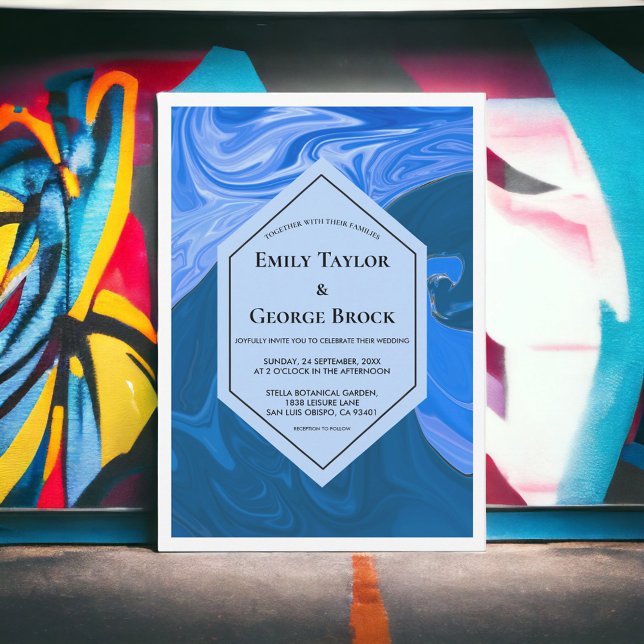 Invitation Marine moderne Blue Waves Abstrait Mariage artisti (Créateur téléchargé)