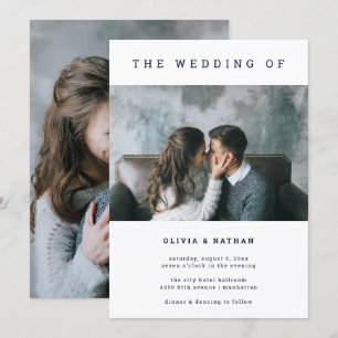 Invitation Marine moderne et minimale Deux Mariages photo