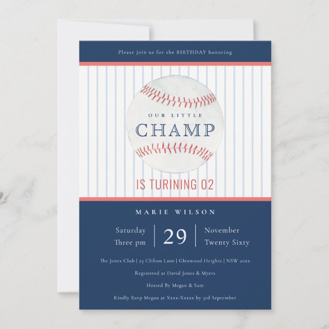 Invitation Marine Notre Petit Champ De Baseball N'Importe Que (Devant)