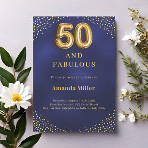 Invitation Marine or bleu 50e anniversaire fabuleux