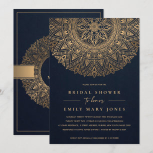 INVITATION MARINE OR CLASSIQUE ORNATE MANDALA FÊTE DES MARIÉE