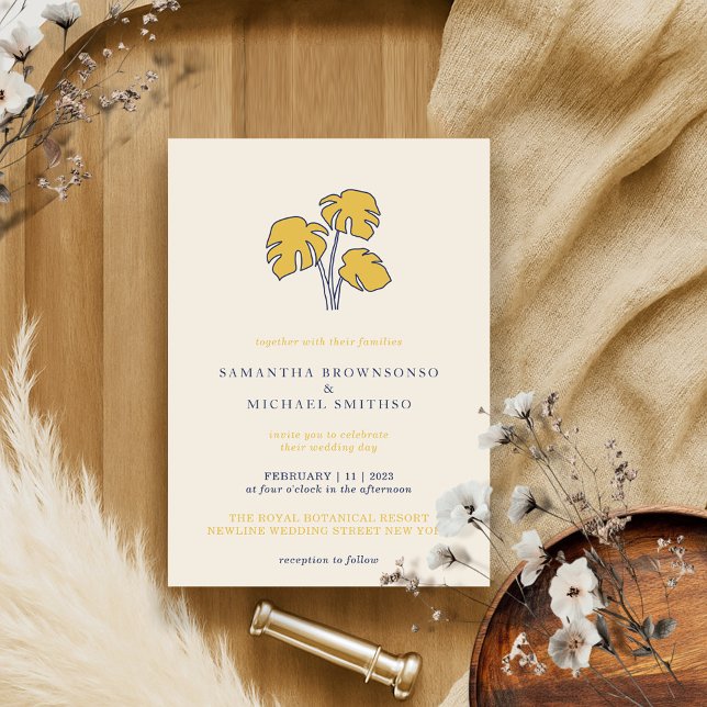 Invitation Marine Palm Botanique Tropical (Créateur téléchargé)