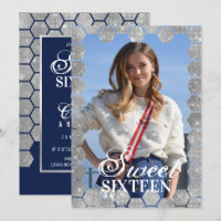 Marine Parties scintillant Argent Hexagon Geo Phot