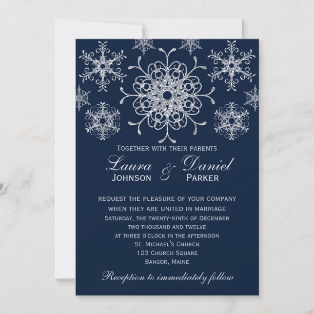 Invitation Marine Parties scintillant Argent REGARDER Les flo (Devant)