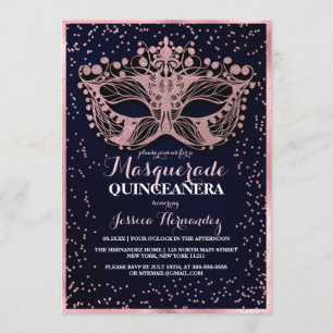 Invitation Marine Parties scintillant rose Confetti Masquerad