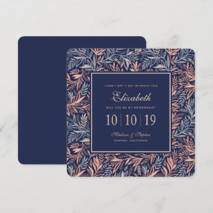 Invitation Marine & Pink Floral & Plante Motif - Bridesmaid