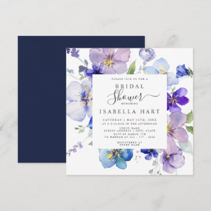Invitation Marine Purple Mauve Pansy Viola Floral Fête des ma