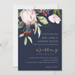 INVITATION MARINE ROSE BURGUNDY PROA MARIAGE FLORAL
