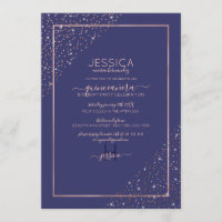 Marine Rose Gold Confetti Corners Quinceañera