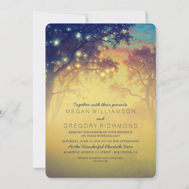 Invitation Marine Rustic String Lights Tree Wedding Invitatio (Devant)