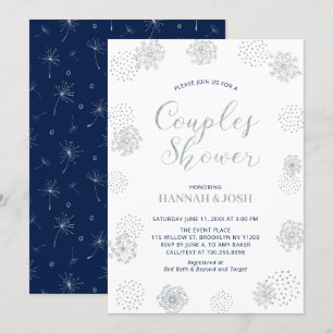 Invitation Marine & Silver Couples modernes Wedding shower In