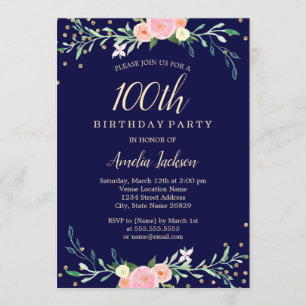 Invitation Marine Sweet Floral Sparkle Confetti 100e annivers