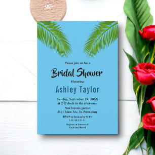 Invitation Marine Tropical Palm Coastal Beach Fête des mariée