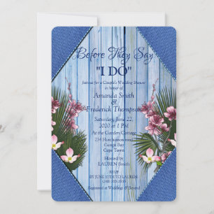 Invitation Marine - Wedding shower de fleurs bleu et rose